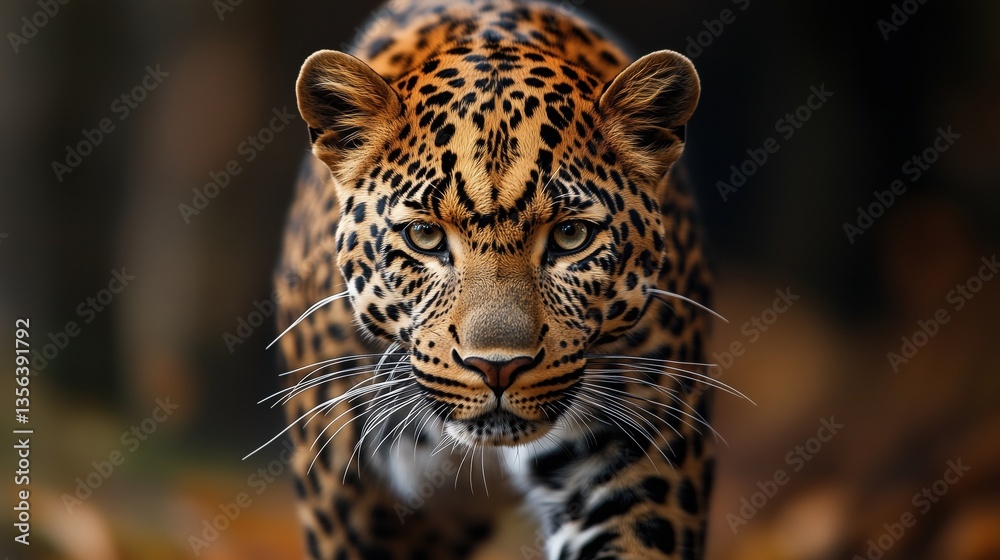 Obraz premium Leopard stalking forward in natural setting