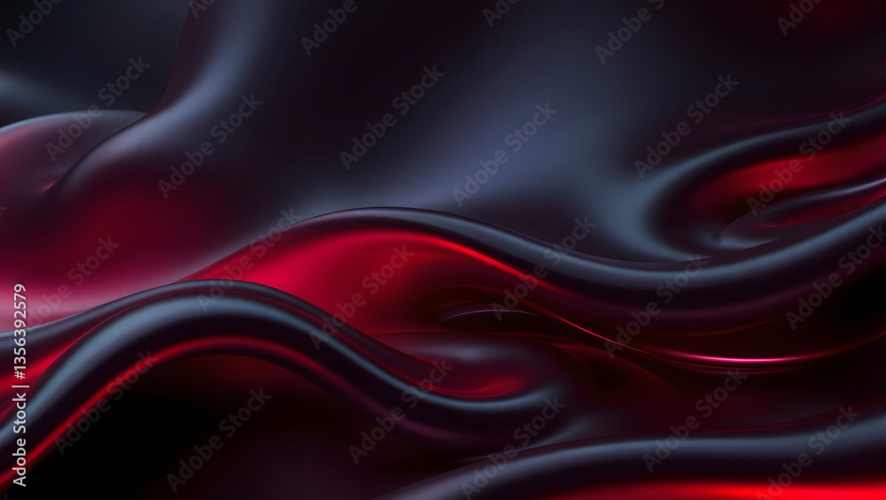Fototapeta premium Futuristic Abstract Liquid Metal Waves, Dark Iridescent Sci-Fi Aesthetic
