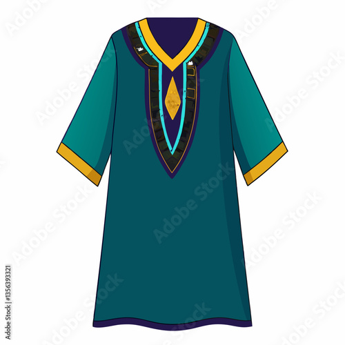 loose fit kaftan with embroidered neckline  