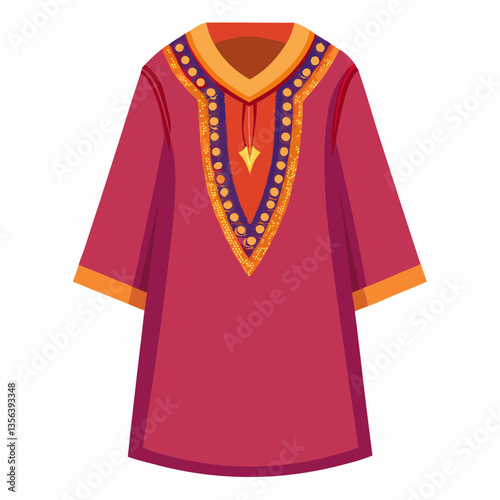 loose fit kaftan with embroidered neckline  