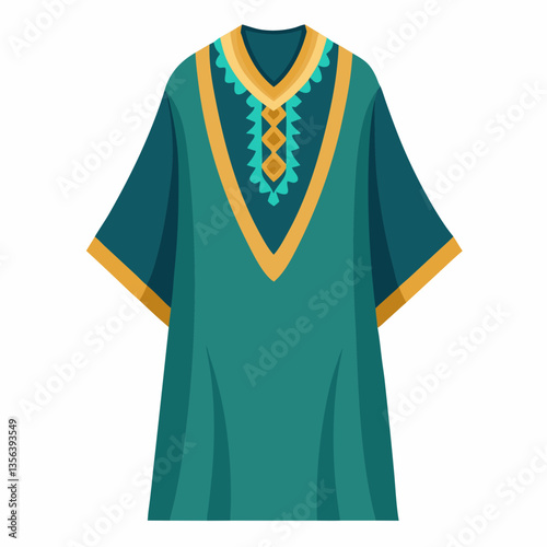 loose fit kaftan with embroidered neckline  