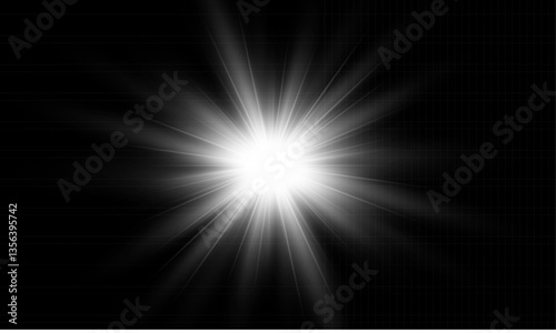 Glowing light bursts on transparent background. Includes flash, star light, glitter, bokeh, dust, lens flare, and sun flash. Abstract flare effects. Transparent PNG available. Vector 
