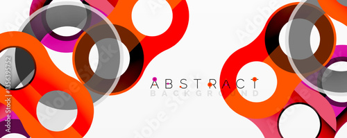 Abstract geometric pattern with interlocking circular and tubular shapes featuring smooth gradients, sharp contrasts, and dynamic layering