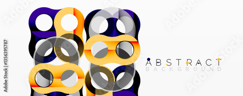 Abstract geometric pattern with interlocking circular and tubular shapes featuring smooth gradients, sharp contrasts, and dynamic layering