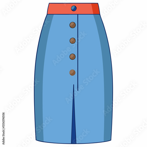 buttoned midi skirt with front slit