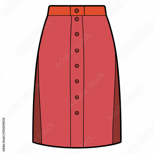buttoned midi skirt with front slit