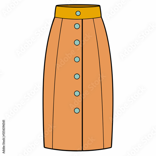 buttoned midi skirt with front slit