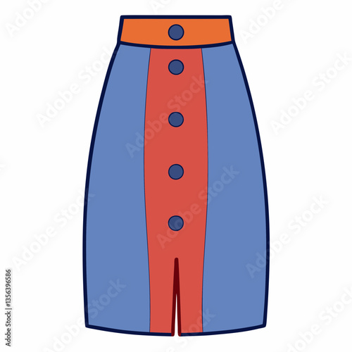buttoned midi skirt with front slit