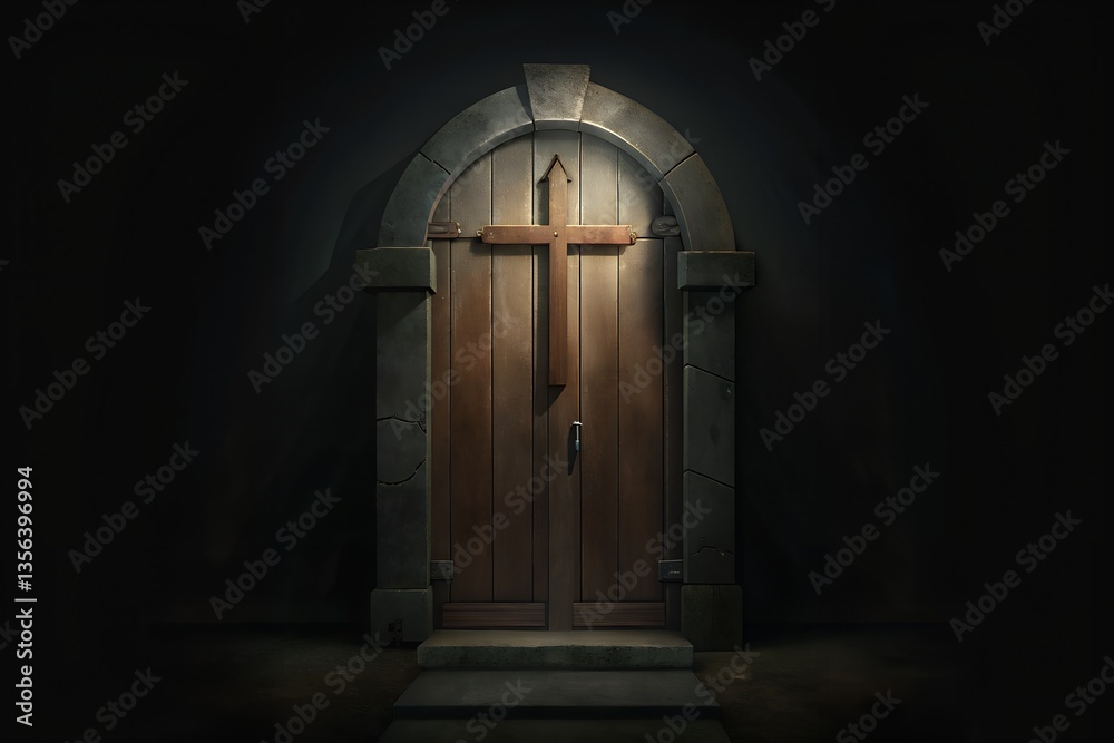 Fototapeta premium door in the night on vector illustration
