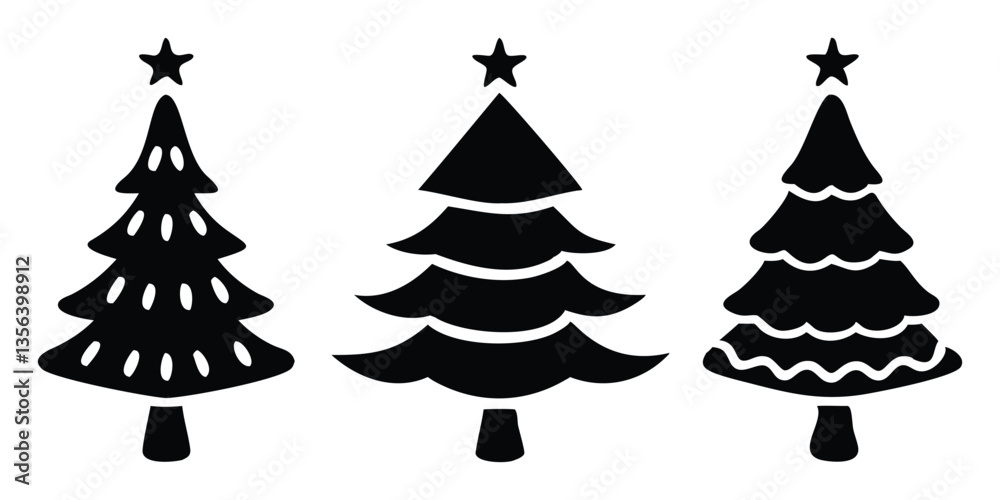 Obraz premium set of vector Christmas trees