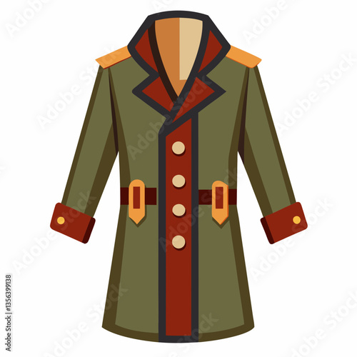 military style trench coat with epaulets