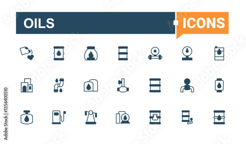 Set of Oils line icon. Contains such icons as gas, petrol, oil distribution, lubricant, oil and more. UI icons set in a flat style. Fuel modern icon. Solid line editable stroke.