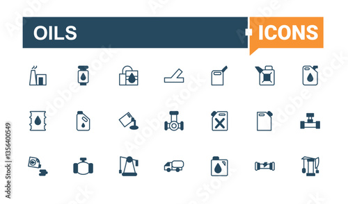 Set of Oils line icon. Contains such icons as gas, petrol, oil distribution, lubricant, oil and more. UI icons set in a flat style. Fuel modern icon. Solid line editable stroke.