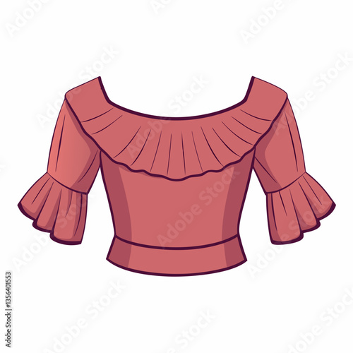 off shoulder crop top with ruffled sleeves 