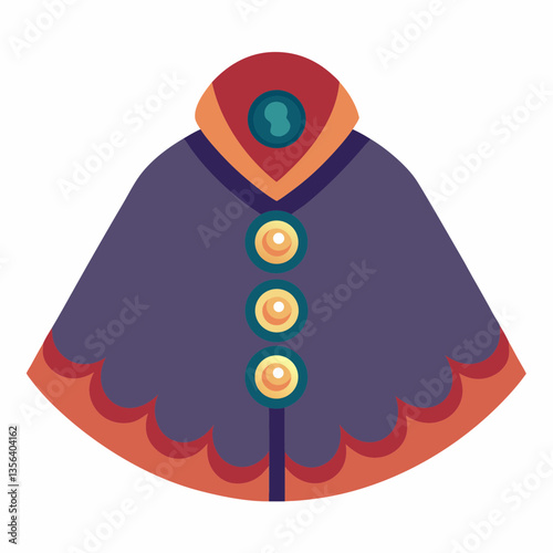 wool cape with decorative buttons