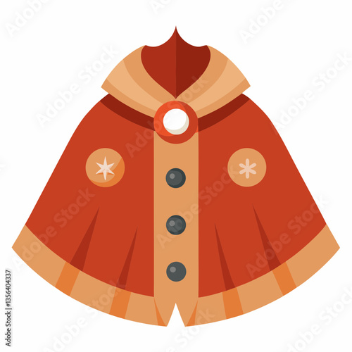 wool cape with decorative buttons