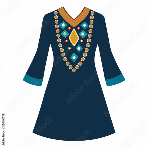 embellished tunic dress with beaded neckline