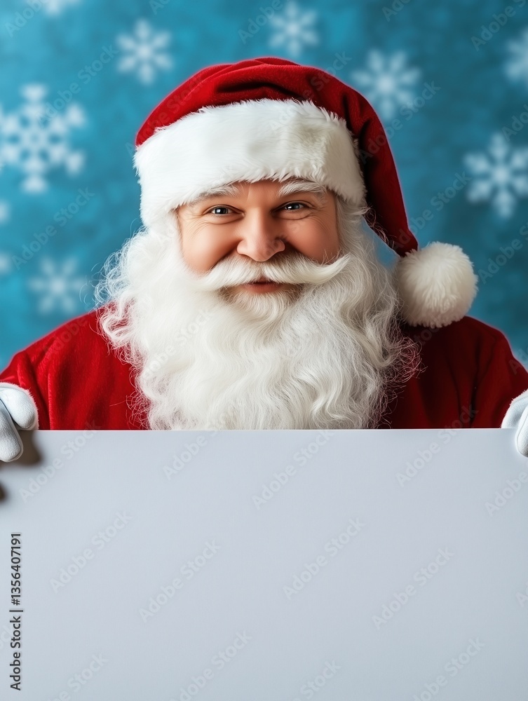 Naklejka premium Cheerful Santa Claus Holding Blank Signboard