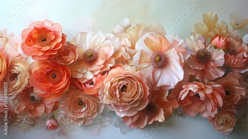 Wallpaper Mural Flowers that shift subtly from peach to coral, creating a beautiful fading effect.  Torontodigital.ca