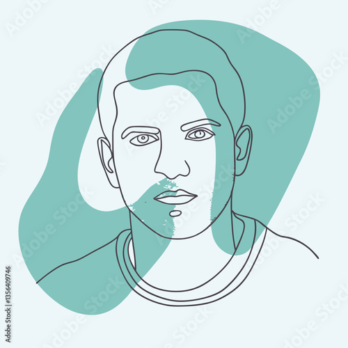 Minimalist portrait of a young man with a calming background  