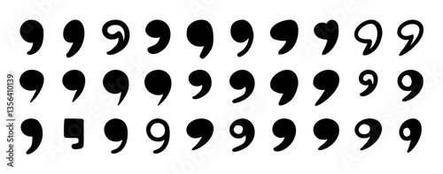 Doodle quotation mark. Hand drawn comma set for speech bubble. Vector comic apostrophe icon for conversation. Sketch scribble sign. Punctuation symbol on white background