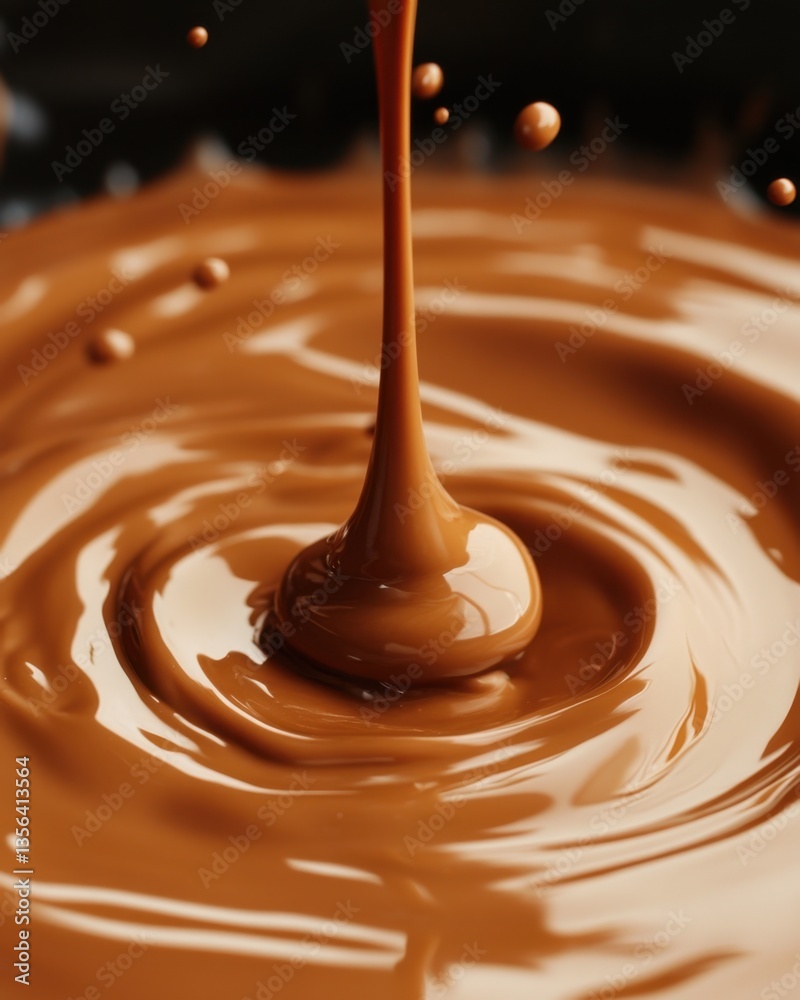 Obraz premium Decadent Chocolate Cascade Aromatic Indulgence Smooth Flowing Caramelized Texture Sweetness in Motion Culinary Artistry
