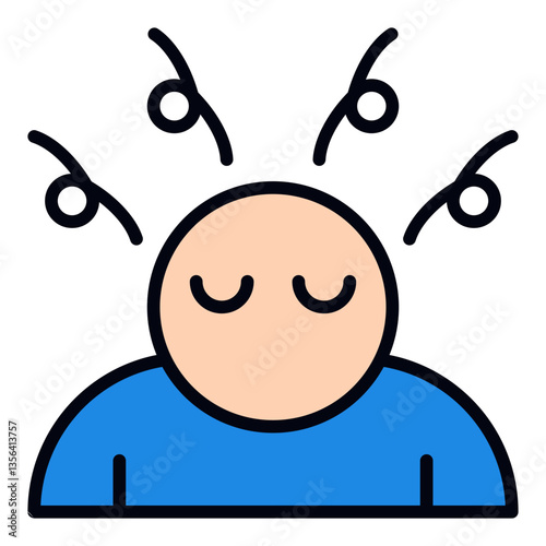 Meditation Icon with Relaxed Figure. Filled Line Icon