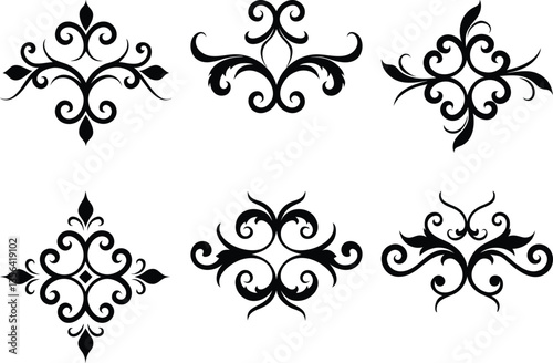 Baroque Swirl Accent ornament set