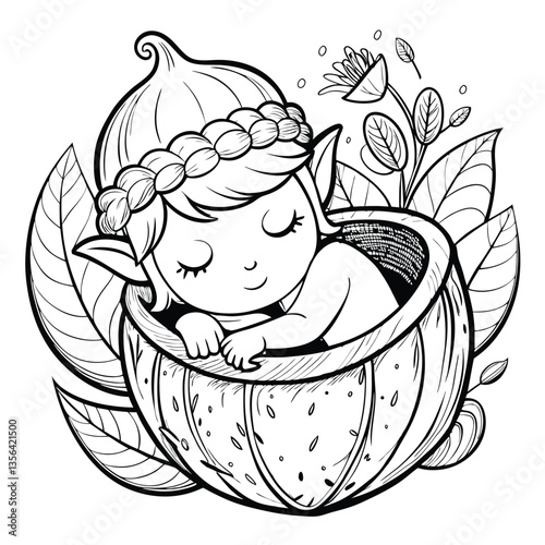 Fairy Tale Line Art for Coloring Book
