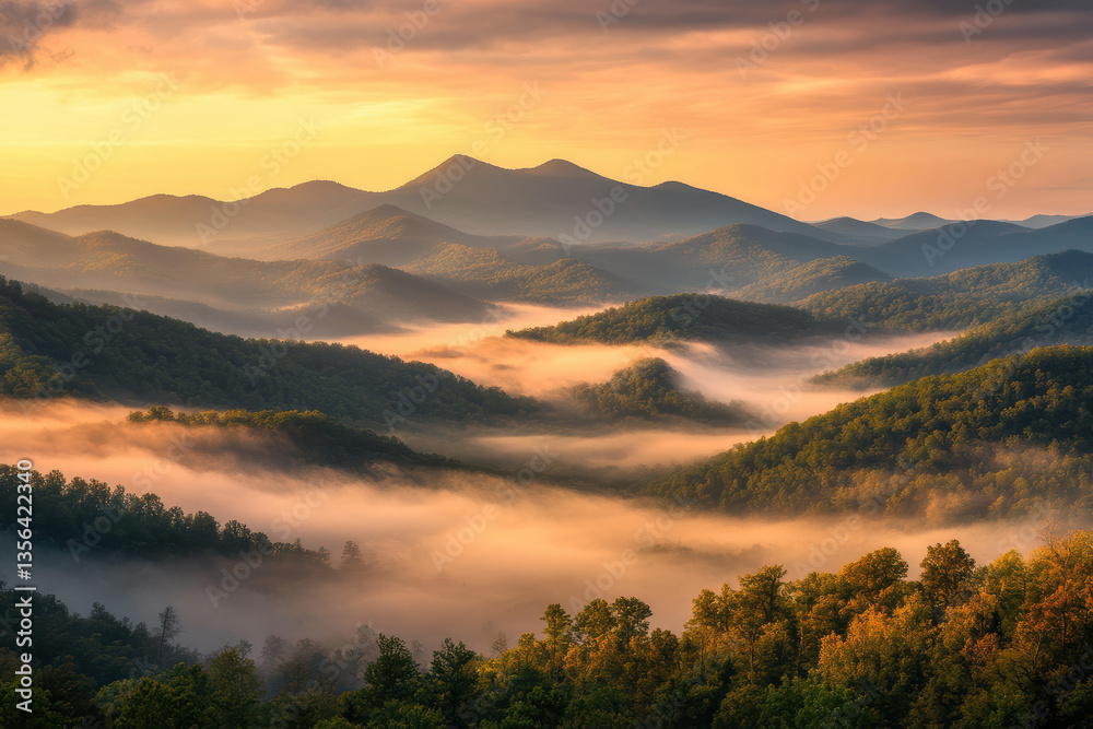 A mesmerizing mountain range with jagged peaks piercing through rolling mist. The atmospheric fog envelops the rugged terrain, creating a serene and majestic wilderness landscape. A mesmerizing mountain range with jagged peaks piercing through rolling mist. The atmospheric fog envelops the rugged terrain, creating a serene and majestic wilderness landscape.