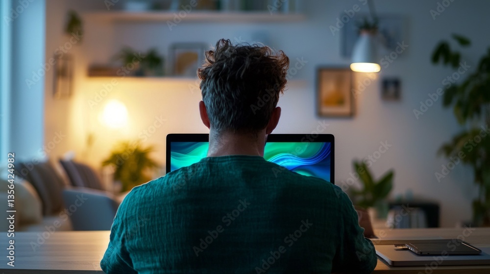 A person working at a desk with a laptop and a computer monitor. A person working at a desk with a laptop and a computer monitor.
