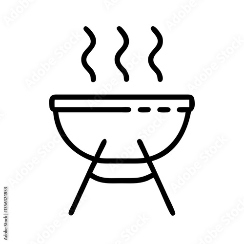 Barbecue grill with steam on a white background  