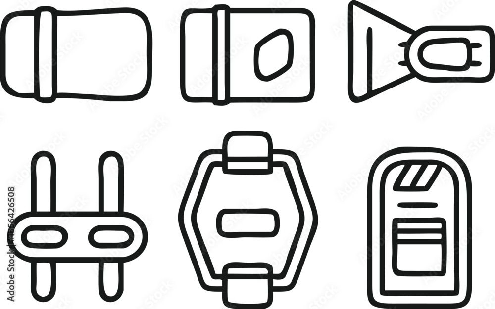 Simple Line Drawings of Accessories and Bags Simple Line Drawings of Accessories and Bags