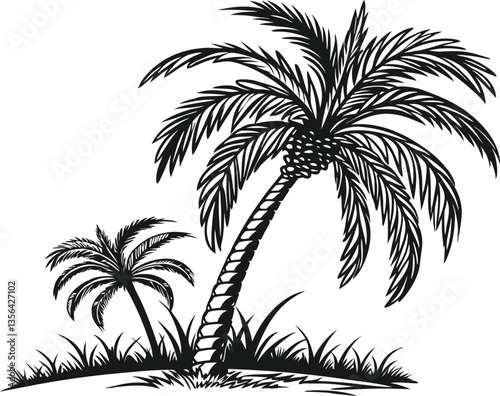 Stylized Palm Tree on a Pastel Island