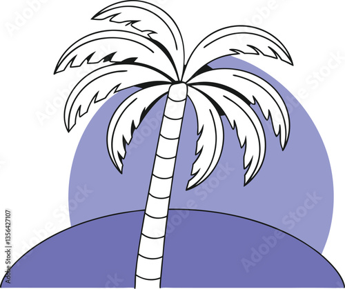 Stylized Palm Tree on a Pastel Island