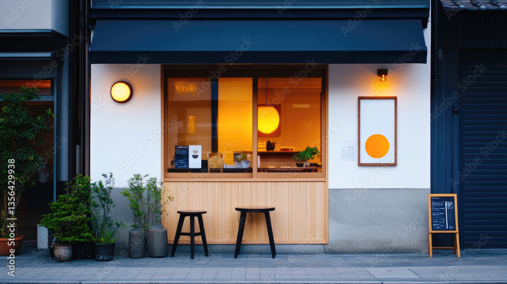 custom made wallpaper toronto digitalCozy evening atmosphere at a glowing tea cafe storefront with modern design and inviting ambiance for relaxation and social gatherings