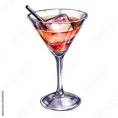 Stirring Bar Magnet, watercolor vector, isolated on a white background.