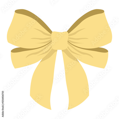 Bow icon. Cartoon ribbon for invitation or gifts, present cards and luxury wrap pack isolated on white background. Holidays and celebrations decoration for your design. Vector illustration