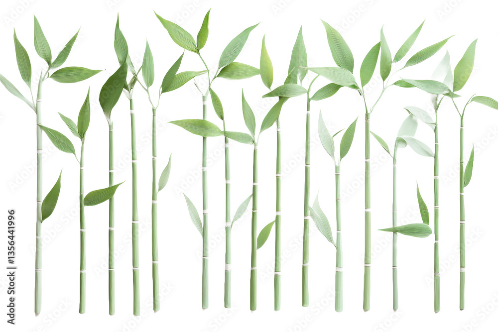 Naklejka premium Minimalist botanical illustration of delicate bamboo branches with watercolor texture.