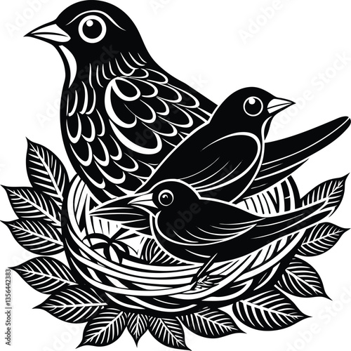 Wallpaper Mural Mother Bird Nesting with Baby Chick
 Torontodigital.ca