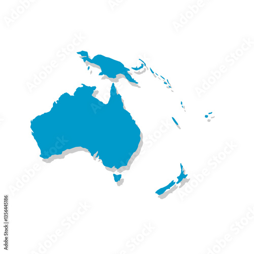 Vector map silhouette of Australia, showcasing its distinct shape and geographical layout. Ideal for educational and design purpose, graphic emphasizes the continent borders without any details.