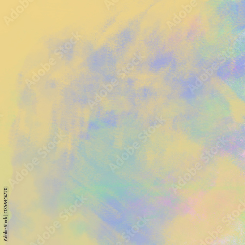 Abstract colorful background with yellow, green, blue, violet colors. Pastel drawn iridescent digital art.