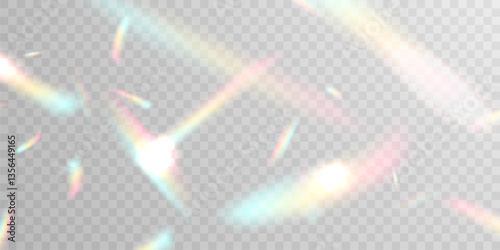 Light effect and zigzag ribbon falling from above on a beam of light, tinsel vector