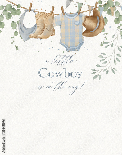 Wild West Kids Party Invitation – Soft Pastel Cowboy Theme