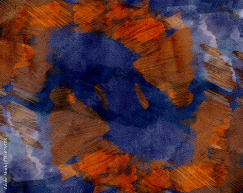 Abstract watercolor background. The background for the design. Ocean depth with rocks. Textured illustration