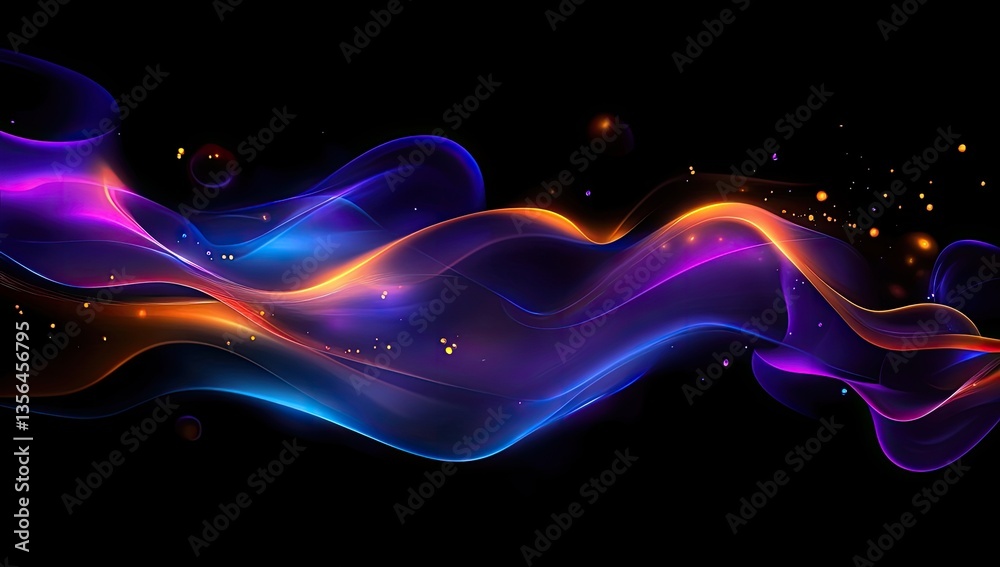 Fototapeta premium Abstract fluidic waves of vibrant color on a black background