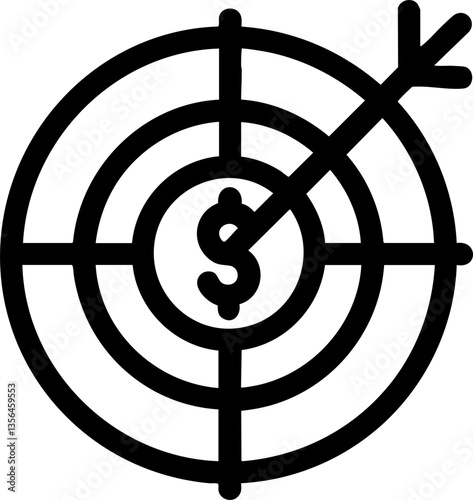 financial planning expenses protection concept. Target symbol with a dollar sign, representing financial goals.