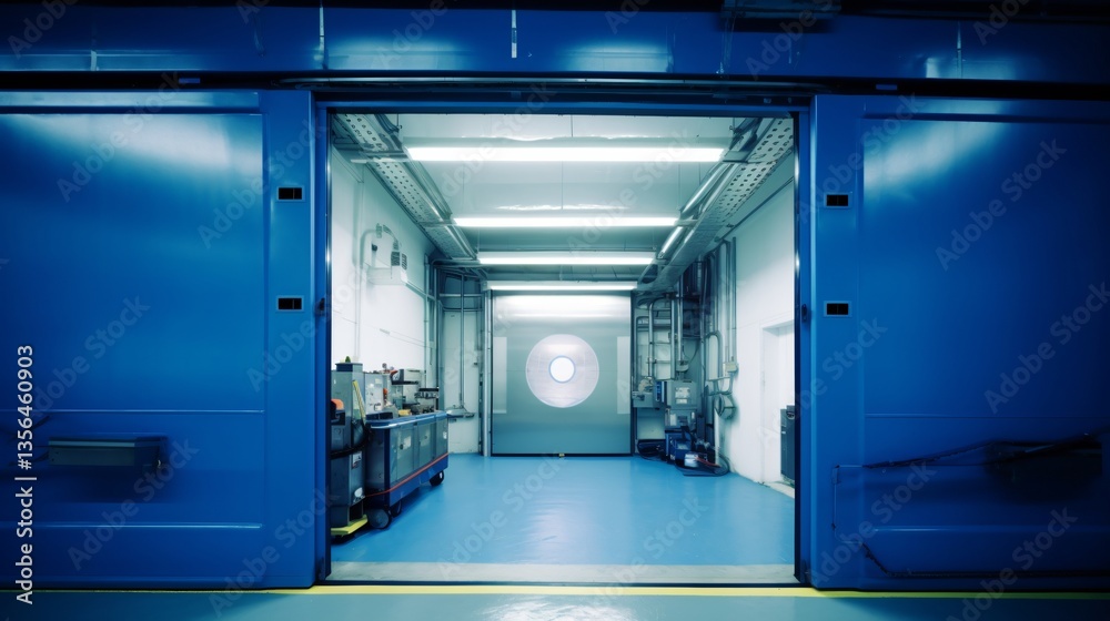 Obraz premium Sliding Doors Leading to a Modern Industrial Interior