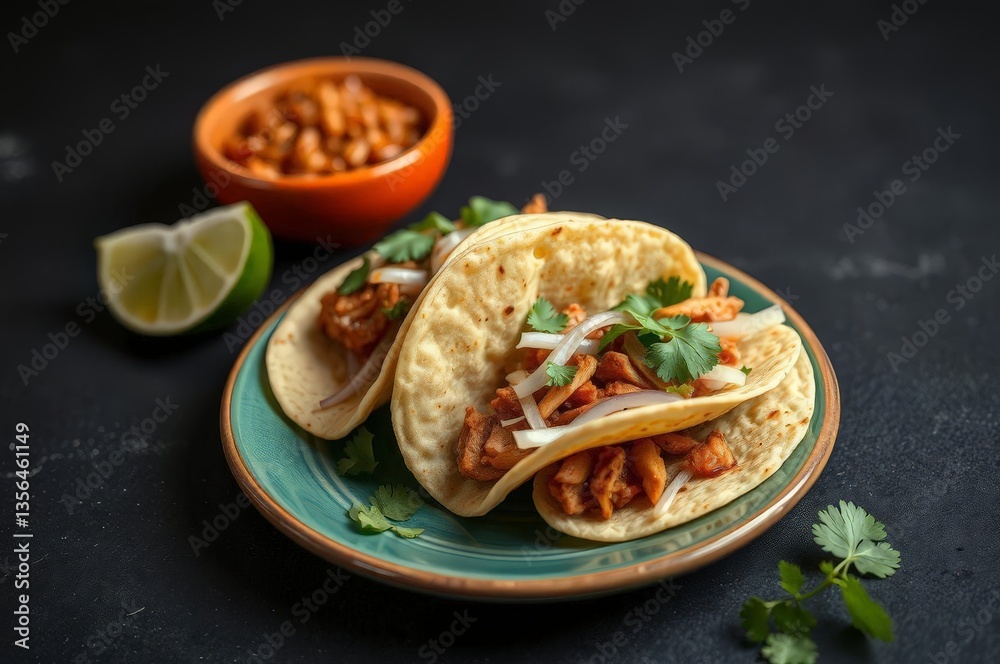 Fototapeta premium Delicious Tacos al Pastor Delight