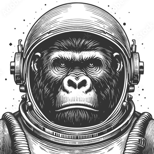 Gorilla Astronaut in Space Suit vector